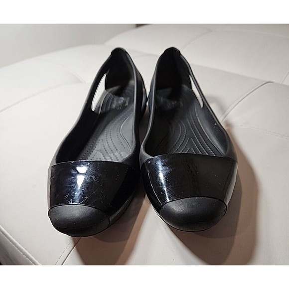 Crocs Black Ballet‎ Flats Women's Shoes Comfortable Slip On Casual - Picture 3 of 7